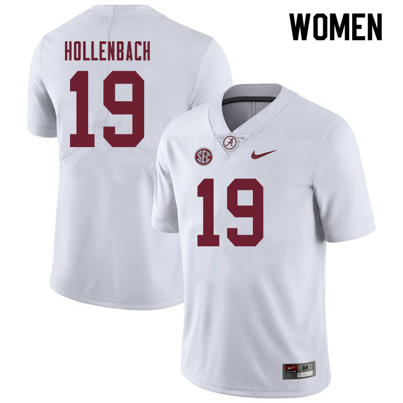 Women #19 Stone Hollenbach Alabama Crimson Tide College Football Jerseys Sale-White